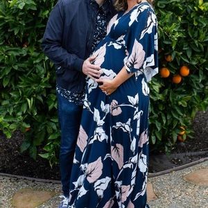 Rachel Pally Navy Calla Print Long Caftan Dress